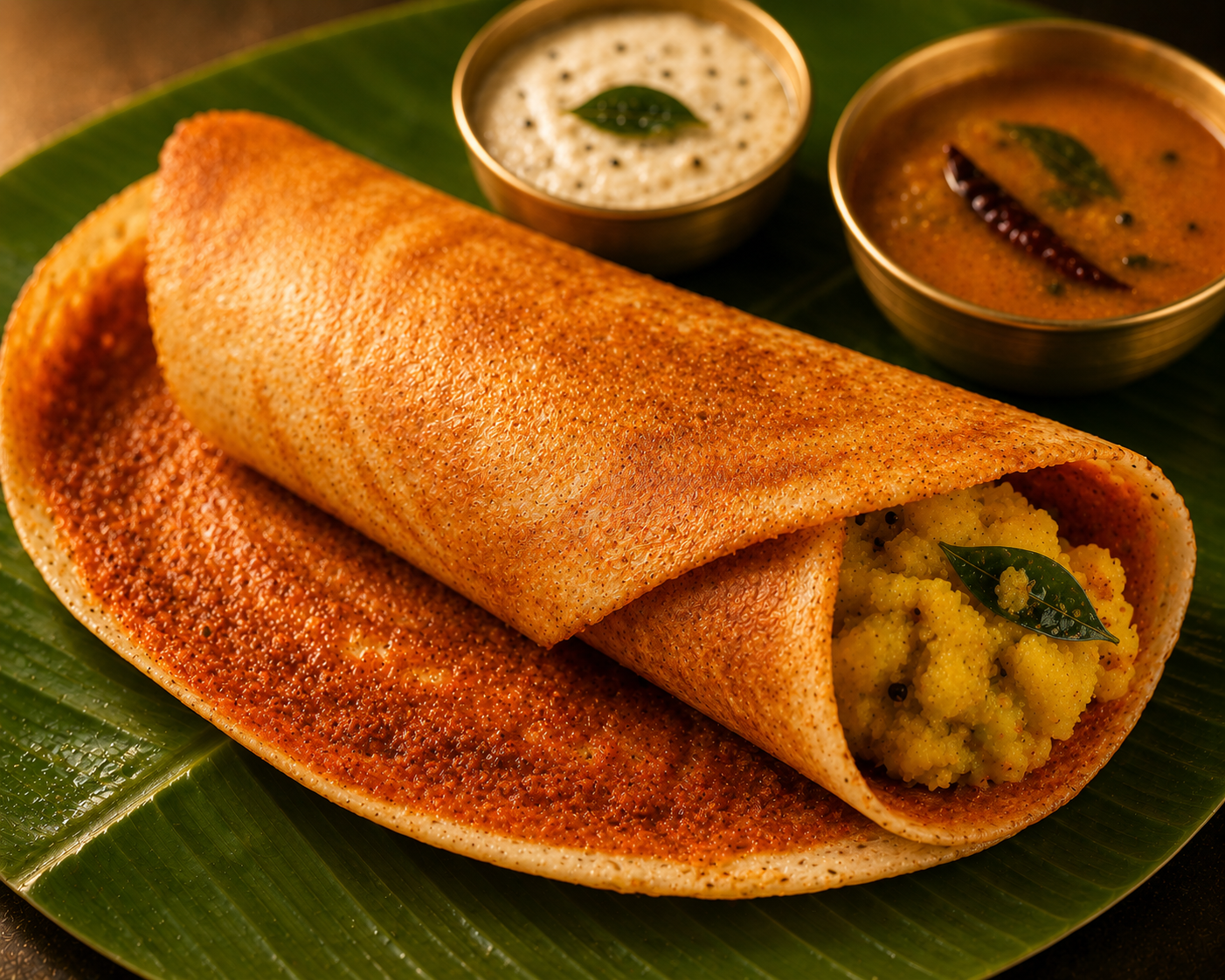 Mysore Masala Dosa - South Indian dish at Sri Skanda Bhavan