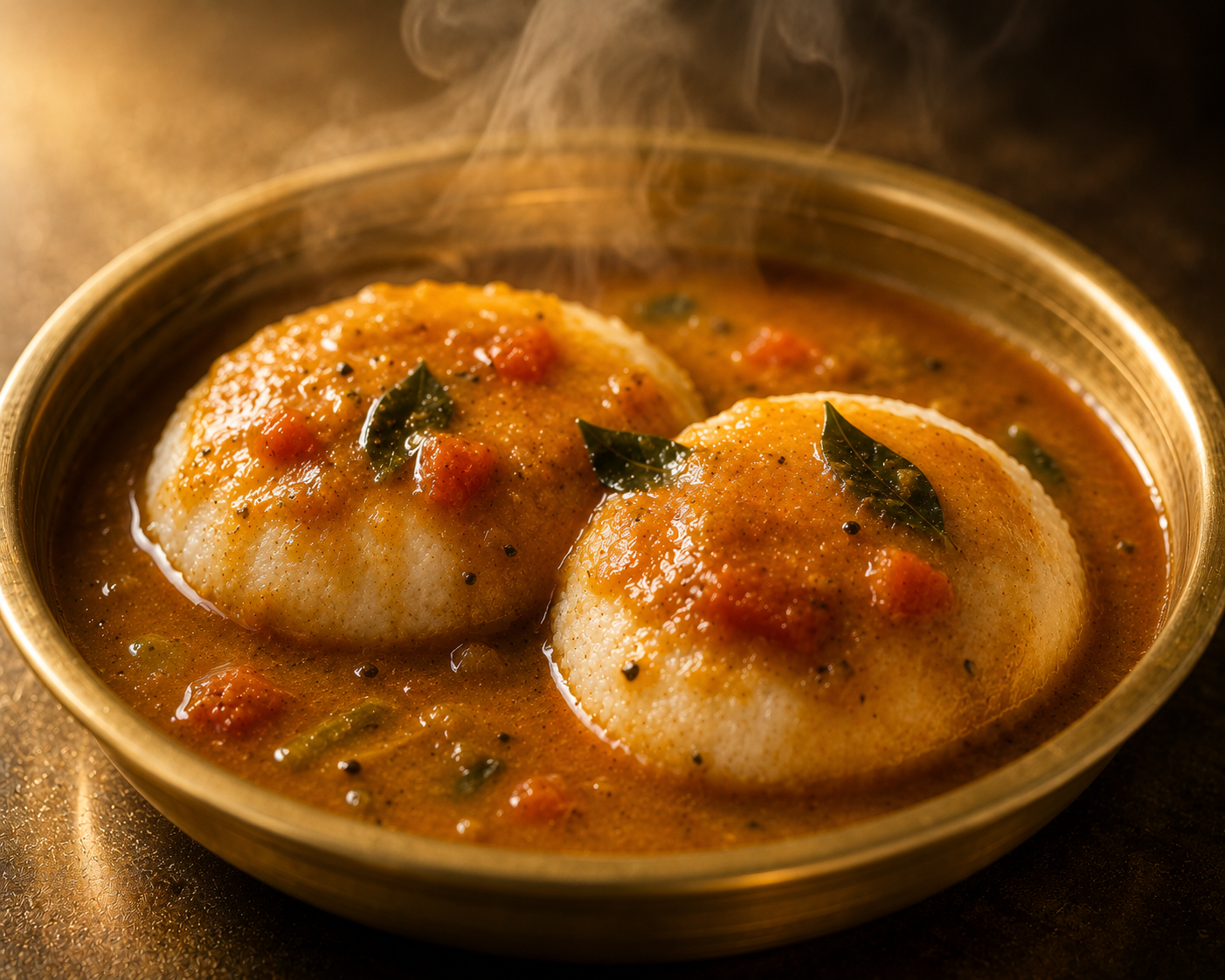 Sambar Idli - South Indian dish at Sri Skanda Bhavan