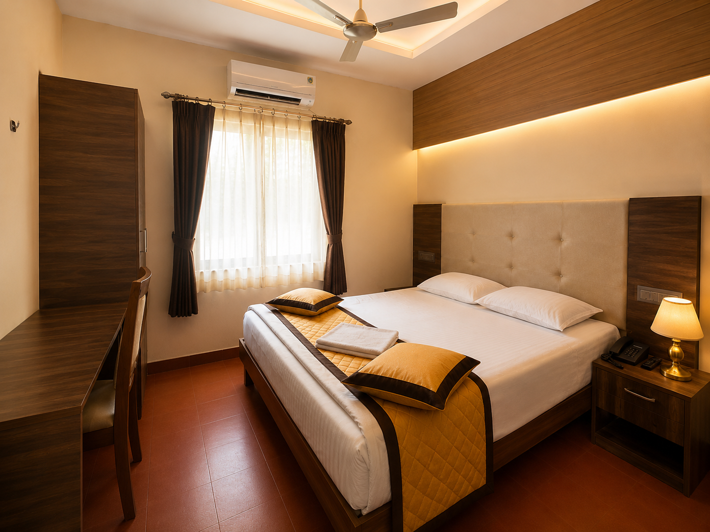 Standard room angle view at Sri Skanda Bhavan Thirukkadaiyur